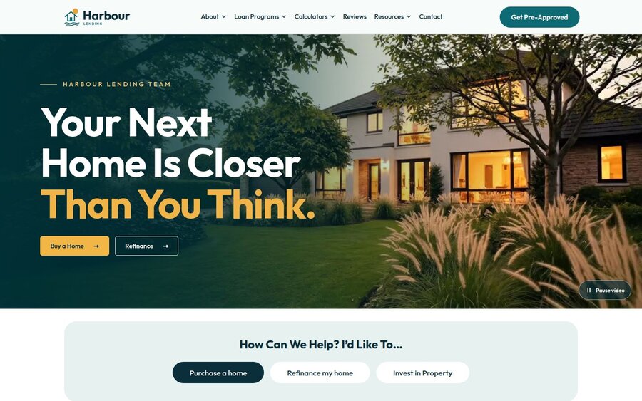 Harbour Lending website preview